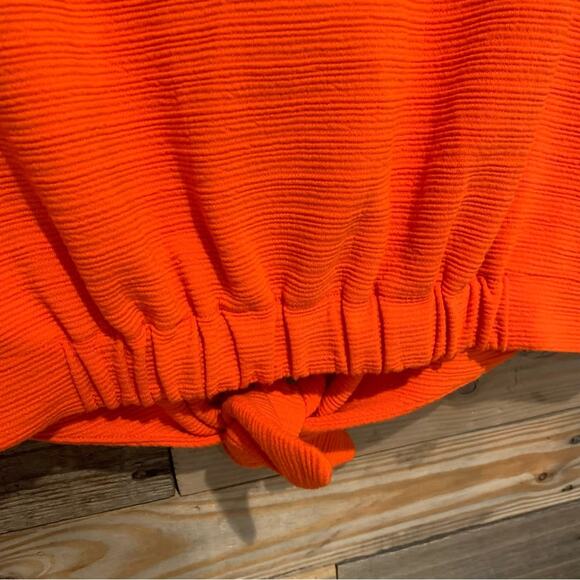 J. Crew Tie-front Button Down Textured Tank Top Bright Orange Sz L Preppy Summer - Picture 12 of 15